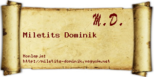 Miletits Dominik névjegykártya